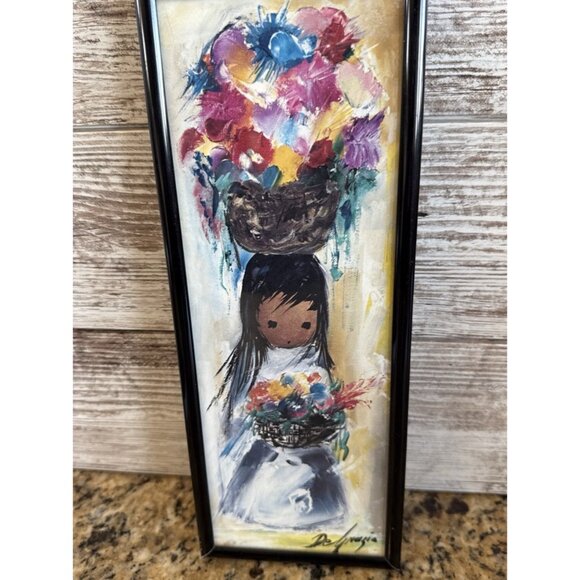 Ted DeGrazia Framed Many Many Flowers Reproduction Print 12” X 4.5” - Picture 5 of 5